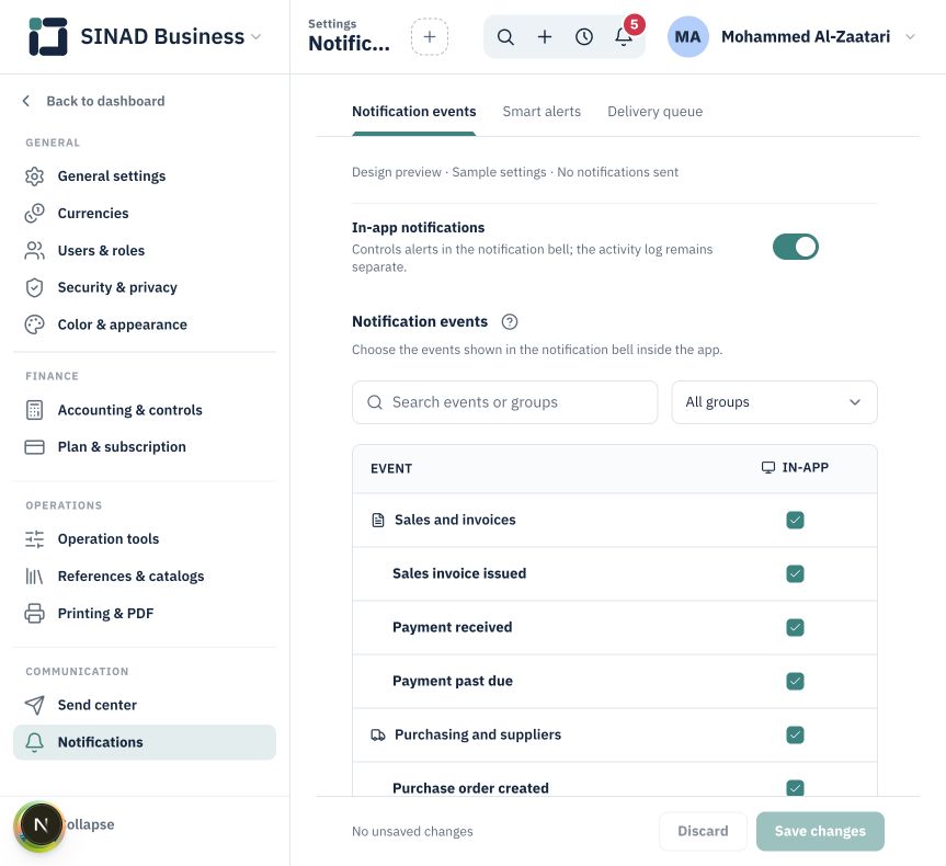 Notifications and activity history