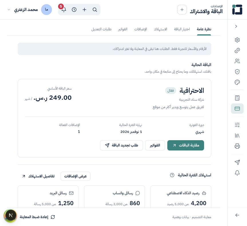 الباقة والاشتراك والاستهلاك